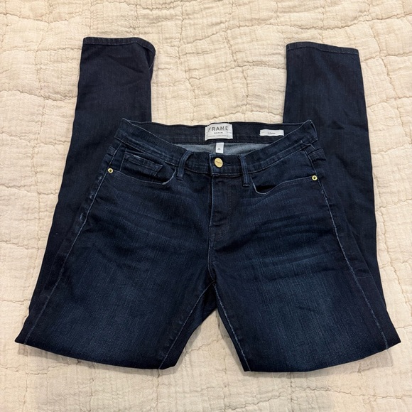 NWOT FRAME Denim Le Garcon Boyfriend Jeans Dark Wash River Road, Size 26 - Picture 4 of 8